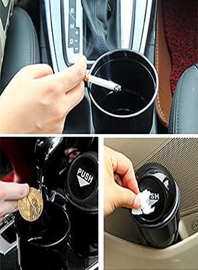 Moeput Mini Car Trash Can Cute Cup Holder Automotive Garbage Cans Cupholder Trashcan Portable Vehicle Bin Dustbin with Lid Leakproof Cool for Office Desktop Home Kitchen Bedroom (Black) - Image 4